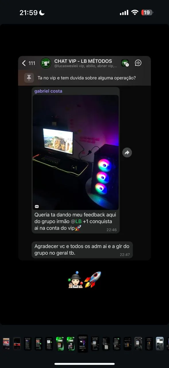 Feedback compartilhado por um membro da comunidade VIP LB GROUP.