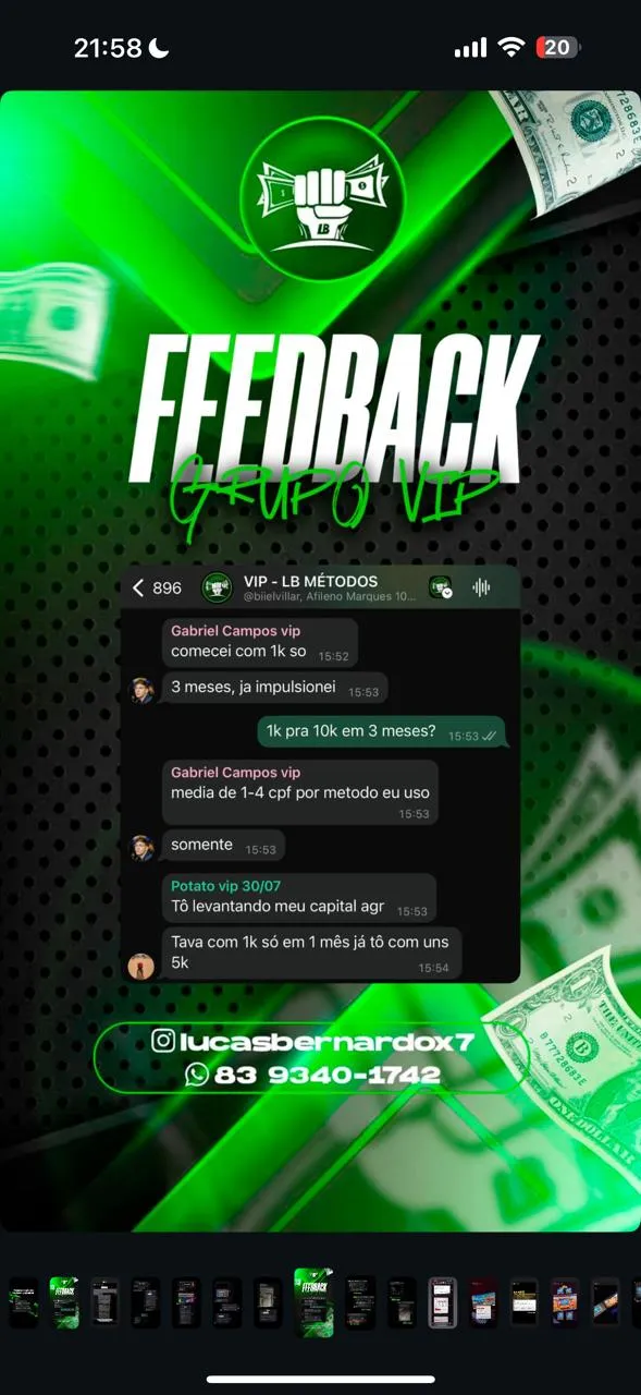 Feedback compartilhado por um membro da comunidade VIP LB GROUP.