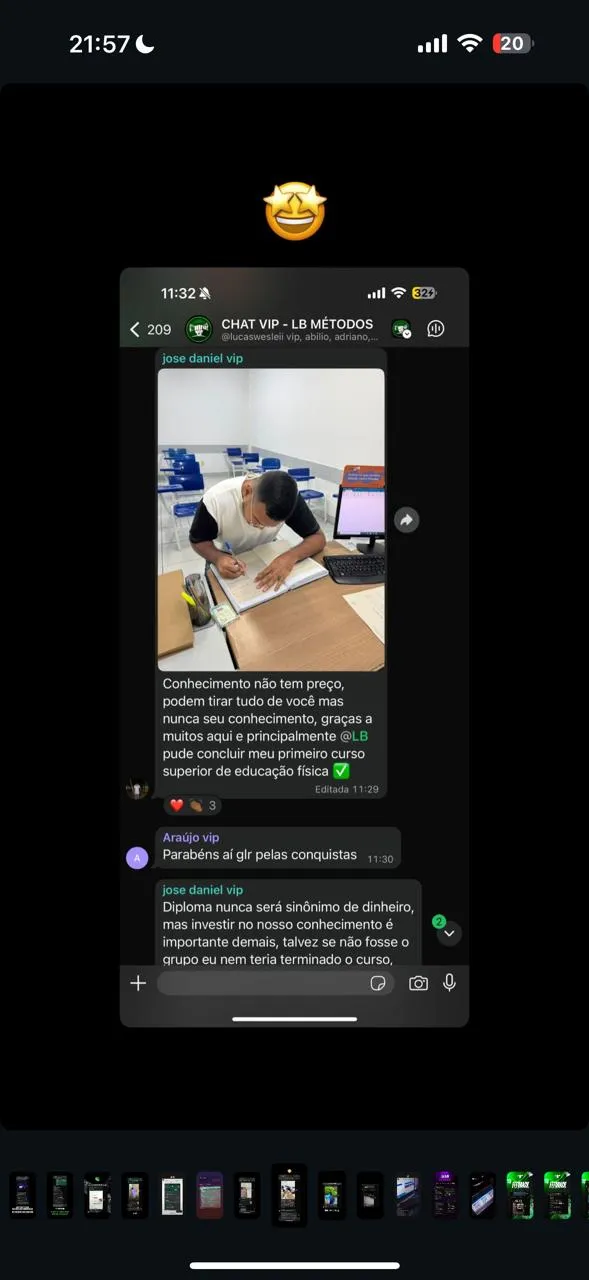 Feedback compartilhado por um membro da comunidade VIP LB GROUP.