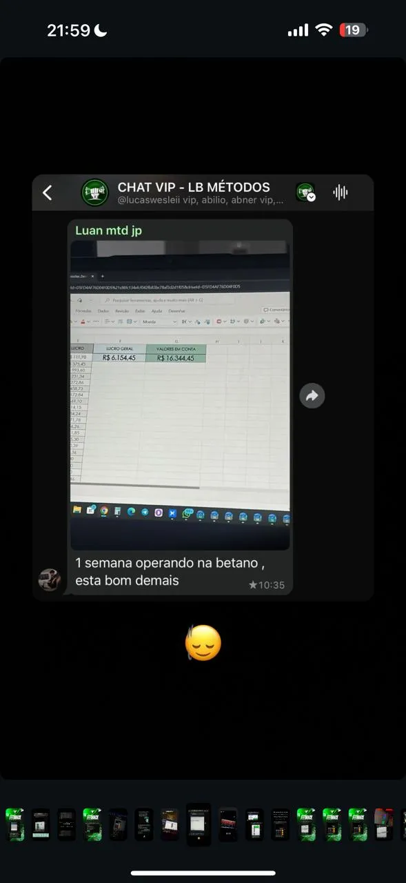 Feedback compartilhado por um membro da comunidade VIP LB GROUP.